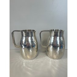 COPPIA BROCCHE BOCCALI GIO PONTI ANNI 50 CALDERONI ALPACCA MARTELLATO ARGENTATO