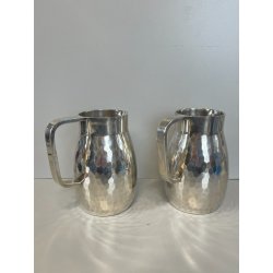 COPPIA BROCCHE BOCCALI GIO PONTI ANNI 50 CALDERONI ALPACCA MARTELLATO ARGENTATO