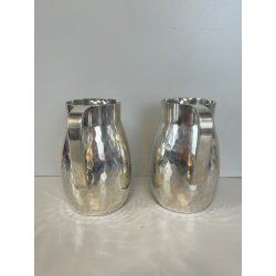 COPPIA BROCCHE BOCCALI GIO PONTI ANNI 50 CALDERONI ALPACCA MARTELLATO ARGENTATO