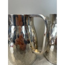 COPPIA BROCCHE BOCCALI GIO PONTI ANNI 50 CALDERONI ALPACCA MARTELLATO ARGENTATO