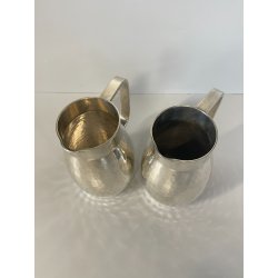 COPPIA BROCCHE BOCCALI GIO PONTI ANNI 50 CALDERONI ALPACCA MARTELLATO ARGENTATO