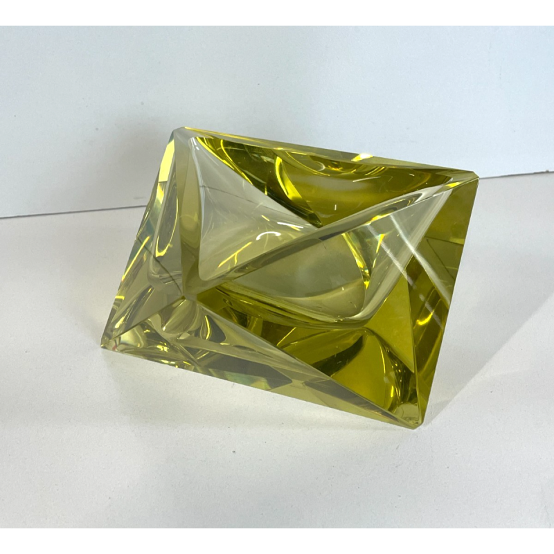 CIOTOLA POSACENERE VETRO MURANO SVUOTA TASCHE GIALLO ITALIA FORMA PIRAMIDALE