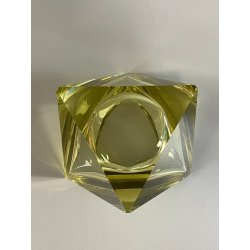 CIOTOLA POSACENERE VETRO MURANO SVUOTA TASCHE GIALLO ITALIA FORMA PIRAMIDALE