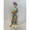 ANTICA FIGURA PORCELLANA CAPODIMONTE G. Cappè LADY WITH DOG NOBIL DONNA '900
