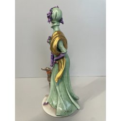ANTICA FIGURA PORCELLANA CAPODIMONTE G. Cappè LADY WITH DOG NOBIL DONNA '900