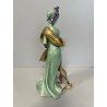 ANTICA FIGURA PORCELLANA CAPODIMONTE G. Cappè LADY WITH DOG NOBIL DONNA '900