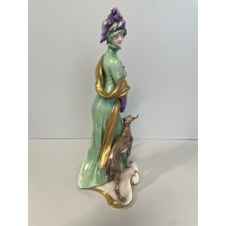 ANTICA FIGURA PORCELLANA CAPODIMONTE G. Cappè LADY WITH DOG NOBIL DONNA '900