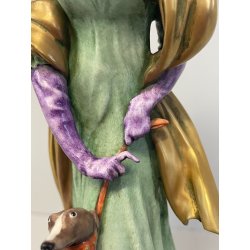 ANTICA FIGURA PORCELLANA CAPODIMONTE G. Cappè LADY WITH DOG NOBIL DONNA '900