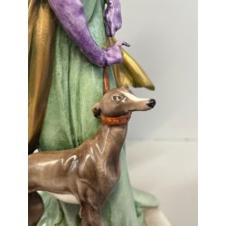 ANTICA FIGURA PORCELLANA CAPODIMONTE G. Cappè LADY WITH DOG NOBIL DONNA '900