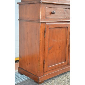 GRANDE ANTICA LIBRERIA ABETE MASSELLO EPOCA 1800 CREDENZA VETRINA CRISTALLIERA