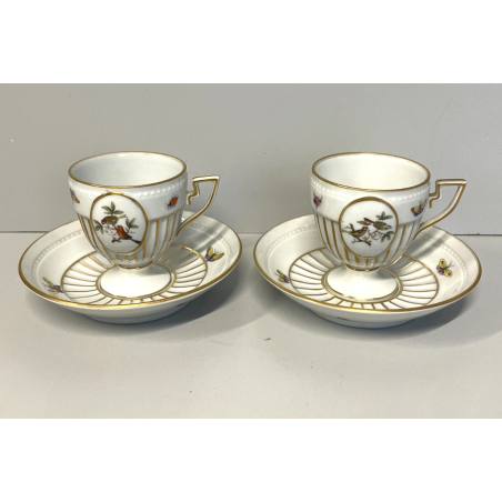 ANTICA COPPIA TAZZE caffè tè PORCELLANA HEREND ANNI 60 DECORO ROTHSCHILD 4985