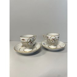 ANTICA COPPIA TAZZE caffè tè PORCELLANA HEREND ANNI 60 DECORO ROTHSCHILD 4985