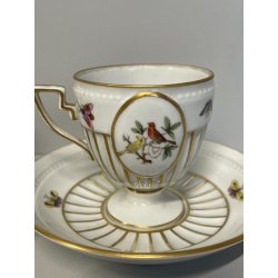 ANTICA COPPIA TAZZE caffè tè PORCELLANA HEREND ANNI 60 DECORO ROTHSCHILD 4985