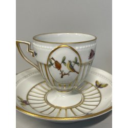 ANTICA COPPIA TAZZE caffè tè PORCELLANA HEREND ANNI 60 DECORO ROTHSCHILD 4985