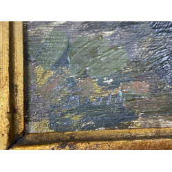 ANTICO DIPINTO OLIO Ferdinando Bialetti PAESAGGIO ALPINO MONTAGNA BOZZETTO 1926