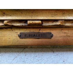 ANTICO DIPINTO OLIO Ferdinando Bialetti PAESAGGIO ALPINO MONTAGNA BOZZETTO 1926