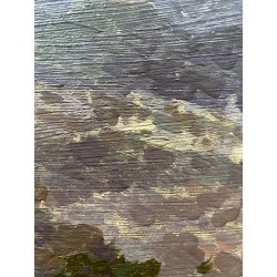 ANTICO DIPINTO OLIO Ferdinando Bialetti PAESAGGIO ALPINO MONTAGNA BOZZETTO 1926