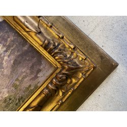 ANTICO DIPINTO OLIO Ferdinando Bialetti PAESAGGIO ALPINO MONTAGNA BOZZETTO 1926