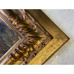 ANTICO DIPINTO OLIO Ferdinando Bialetti PAESAGGIO ALPINO MONTAGNA BOZZETTO 1926