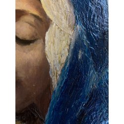 DIPINTO OLIO P. Rampoldi RITRATTO MADONNA VERGINE MARIA MATERICO RELIGIOSO '900