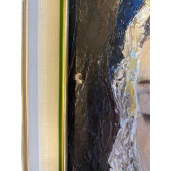 DIPINTO OLIO P. Rampoldi RITRATTO MADONNA VERGINE MARIA MATERICO RELIGIOSO '900