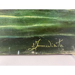 RITRATTO DIPINTO OLIO TELA Luigi Immediata NUDO FEMMINILE SFONDO SURREALE '900