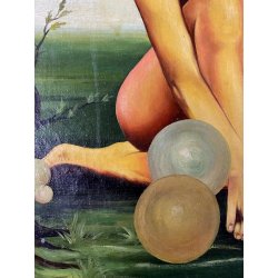 RITRATTO DIPINTO OLIO TELA Luigi Immediata NUDO FEMMINILE SFONDO SURREALE '900