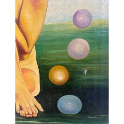 RITRATTO DIPINTO OLIO TELA Luigi Immediata NUDO FEMMINILE SFONDO SURREALE '900