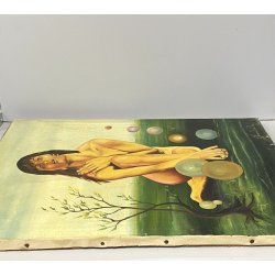 RITRATTO DIPINTO OLIO TELA Luigi Immediata NUDO FEMMINILE SFONDO SURREALE '900