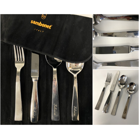 SET POSATE 4 Pz. Sambonet ACCIAIO INOX  DESIGN Gio Ponti PERSONALIZZATE Silvia