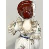 STATUINA VINTAGE FIGURA DAMA CAPPELLO PORCELLANA Meissen 1964 COLLEZIONE 8,5cm7h