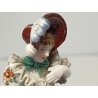 STATUINA VINTAGE FIGURA DAMA CAPPELLO PORCELLANA Meissen 1964 COLLEZIONE 8,5cm7h