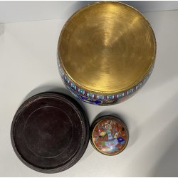 VASO CINESE GINGER JAR CLOISONNE SMALTO POLICROMO DECORO FLOREALE BASE LEGNO