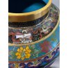 VASO CINESE GINGER JAR CLOISONNE SMALTO POLICROMO DECORO FLOREALE BASE LEGNO