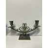 ANTICA COPPIA CANDELIERI CANDELABRO ART NOUVEAU PORTACANDELE BRONZO EPOCA 900