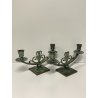 ANTICA COPPIA CANDELIERI CANDELABRO ART NOUVEAU PORTACANDELE BRONZO EPOCA 900