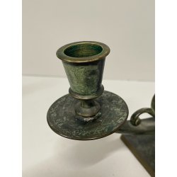 ANTICA COPPIA CANDELIERI CANDELABRO ART NOUVEAU PORTACANDELE BRONZO EPOCA 900