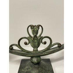 ANTICA COPPIA CANDELIERI CANDELABRO ART NOUVEAU PORTACANDELE BRONZO EPOCA 900
