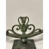 ANTICA COPPIA CANDELIERI CANDELABRO ART NOUVEAU PORTACANDELE BRONZO EPOCA 900