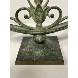 ANTICA COPPIA CANDELIERI CANDELABRO ART NOUVEAU PORTACANDELE BRONZO EPOCA 900