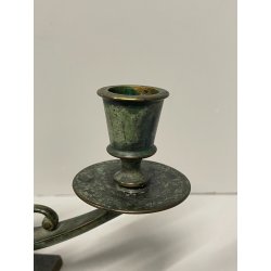 ANTICA COPPIA CANDELIERI CANDELABRO ART NOUVEAU PORTACANDELE BRONZO EPOCA 900