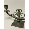 ANTICA COPPIA CANDELIERI CANDELABRO ART NOUVEAU PORTACANDELE BRONZO EPOCA 900