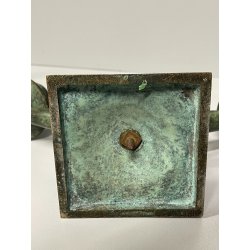 ANTICA COPPIA CANDELIERI CANDELABRO ART NOUVEAU PORTACANDELE BRONZO EPOCA 900