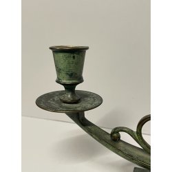 ANTICA COPPIA CANDELIERI CANDELABRO ART NOUVEAU PORTACANDELE BRONZO EPOCA 900