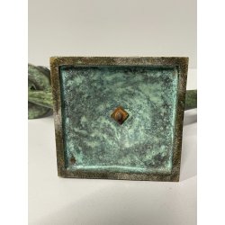 ANTICA COPPIA CANDELIERI CANDELABRO ART NOUVEAU PORTACANDELE BRONZO EPOCA 900