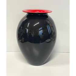 ELEGANTE VASO VETRO MURANO SOMMERSO ROSSO NERO NASON MORETTI ATTR ANNI 70 ITALY