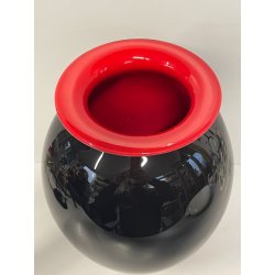 ELEGANTE VASO VETRO MURANO SOMMERSO ROSSO NERO NASON MORETTI ATTR ANNI 70 ITALY