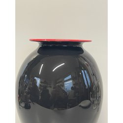 ELEGANTE VASO VETRO MURANO SOMMERSO ROSSO NERO NASON MORETTI ATTR ANNI 70 ITALY