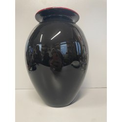 ELEGANTE VASO VETRO MURANO SOMMERSO ROSSO NERO NASON MORETTI ATTR ANNI 70 ITALY