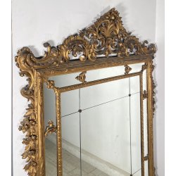 ANTICA GRANDE CAMINIERA LUIGI XVI SPECCHIERA 1900 SPECCHIO LEGNO INTAGLIATO ORO